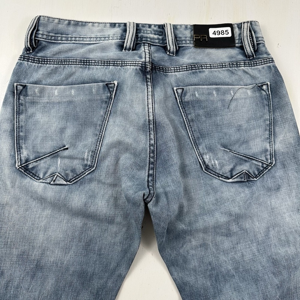Projek Raw Acid Wash Jeans men's 32x32 Bleach Slim straight blue Cotton denim